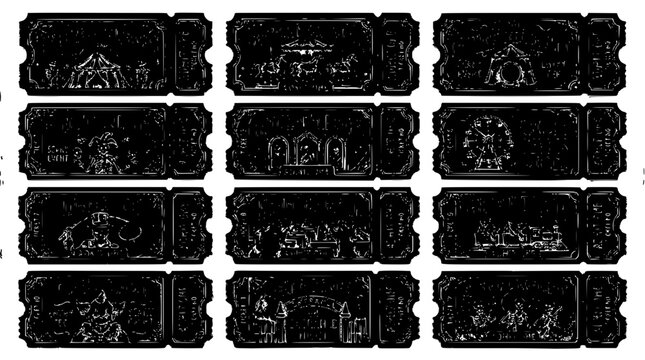 Ticket Ticket Ticket Ticket Ticket Ticket Ticket Ticket Ticket Ticket Spooky Vintage Arcade Game Tickets Grid
