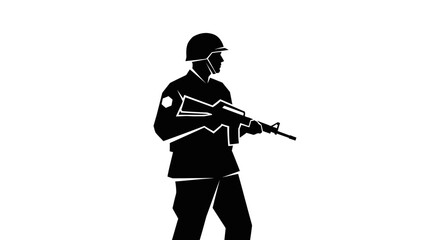 Naklejka premium Silhouette of a soldier holding a rifle.