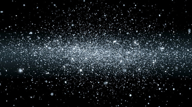 Abstract Winter Background with Falling Snowflakes and Bokeh Light