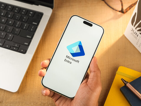 Microsoft Entra ID logo is displayed on a smartphone screen in Bangalore, India, on June 25, 2026
