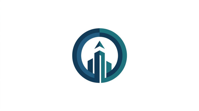 Modern abstract building logo with upward arrow inside circle.