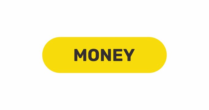 Click on Money button, push by arrow cursor, flat style cash or money button, footage with transparent background 