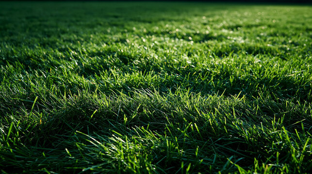 Sunlit Green Grass Texture Background