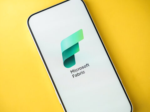 Microsoft Fabric logo is displayed on a smartphone screen in Bangalore, India, on June 25, 2026
