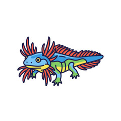 Fototapeta premium Cute cartoon axolotl illustration on transparent background