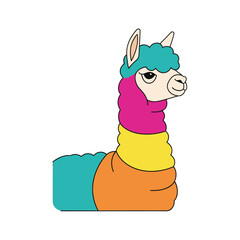 Fototapeta premium Cute Colorful Alpaca Vector Icon