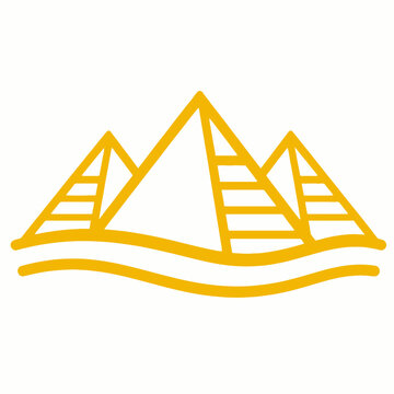 Ancient Egyptian Pyramid with Step Design and Surrounding Landscape.
