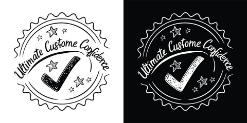 Fototapeta premium Hand drawn stamp icon featuring ultimate customer confidence text design