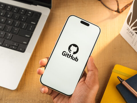 GitHub logo is displayed on a smartphone screen in Bangalore, India, on June 25, 2026