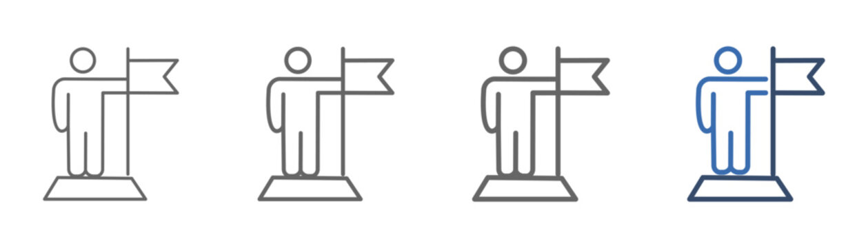 
outline icon set conquer with people and flag design