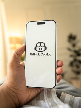 GitHub Copilot logo is displayed on a smartphone screen in Bangalore, India, on June 25, 2026
