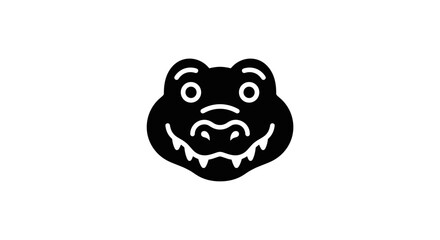 Obraz premium Stylized Black Crocodile Head Icon on White Background.
