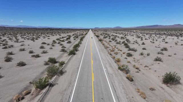 The scenic driving tour along Route 66 in the wilderness and deserts of the United States
