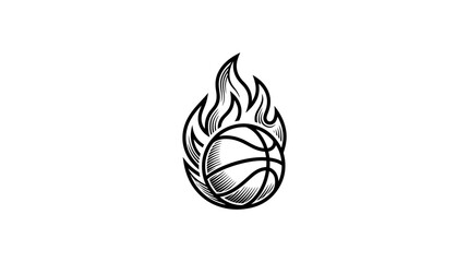Flaming Basketball Sports Symbol Icon. © erna