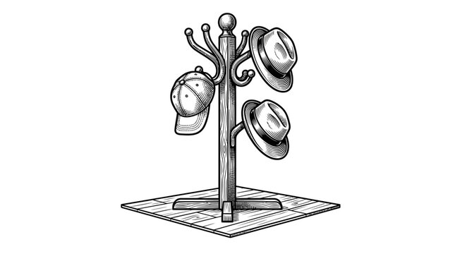 Hard hat rack with safety helmets.