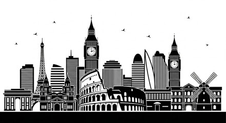 Obraz premium london skyline silhouette vector