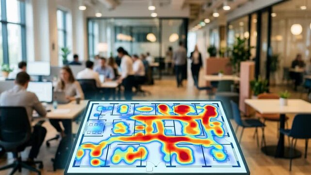 predictive heatmaps crisp background office environment blurred.