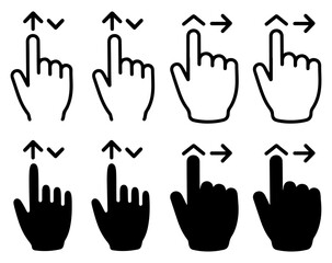 Fototapeta premium hand swipe gesture icon set