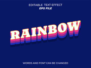 Fototapeta premium Editable text effect with rainbow colors and layered 3d style