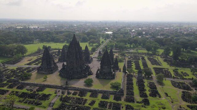 Top View of Ancient Prambanan Hindu Temple, Indonesia
