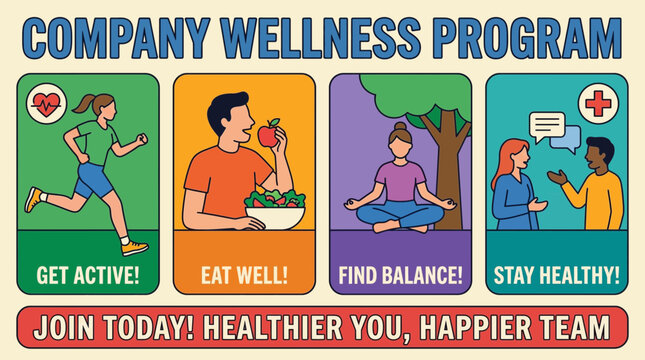 Employee Benefits Manager Creating Company Wellness Program Poster