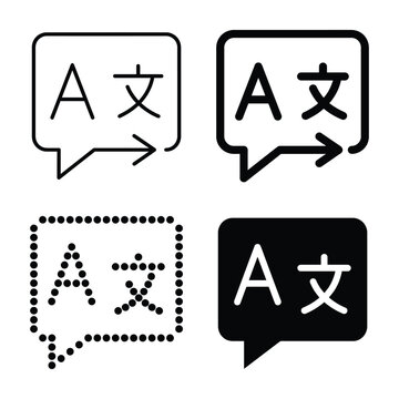Translation icons with speech bubbles and foreign language text symbols