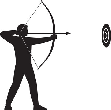 Archery Bow Hunter Silhouette Vector Illustration
