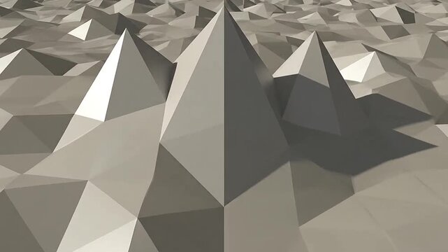 Abstract low poly landscape with geometric peaks in neutral tones