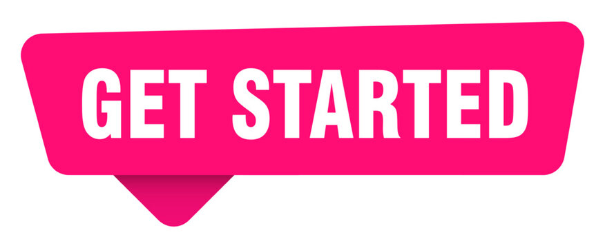 get started magenta sticker isolated on transpatent background. get started sign