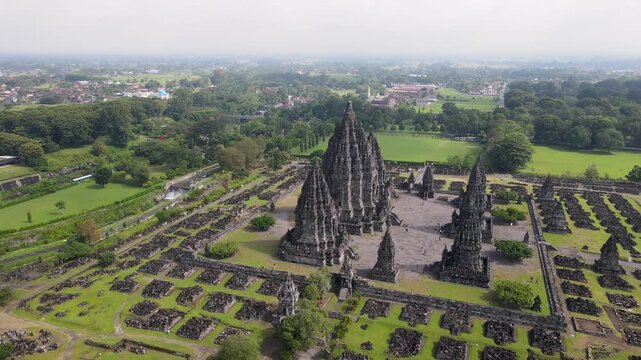 Drone Shot of Prambanan UNESCO World Heritage Site