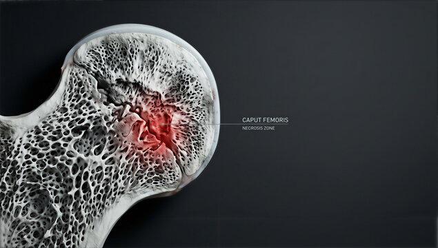Unveiling cellular demise within the Caput Femoris a vivid portrayal of necrosis zone affliction