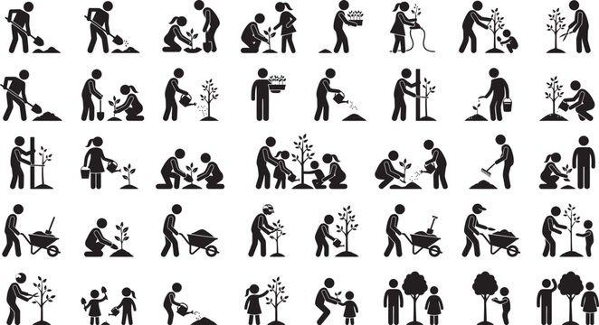 Family growth stages silhouette collection parenthood childhood and relationships visual representation