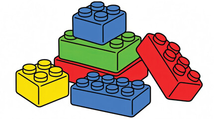 Obraz premium Colorful Plastic Building Blocks Stacked.