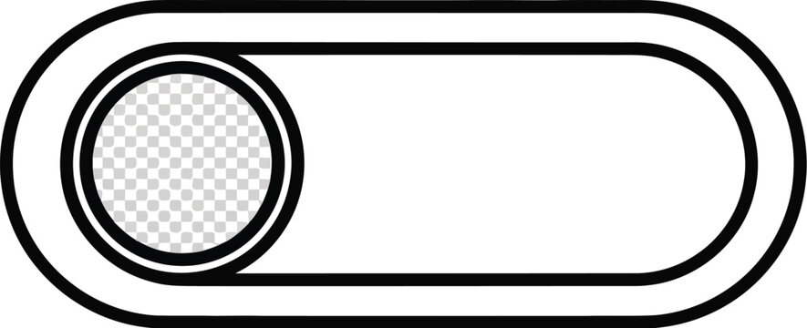 Minimalist toggle switch icon in off position, black and white slider button vector, simple UI element for mobile app and web design