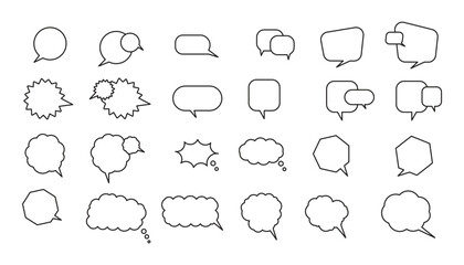 Fototapeta premium Collection of minimalist speech bubble icons linear design for communication concepts