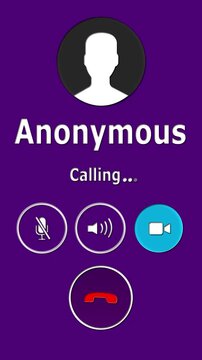 Anonymous call warning screen animation with answer and decline buttons, hidden caller mobile phone alert interface on dark background . 4k animation video.
