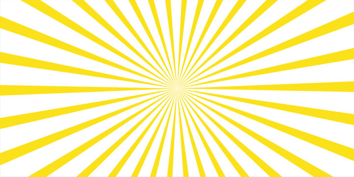 Vintage abstract template with yellow sunrays on light background. Sunlight abstract background. Starburst wallpaper.