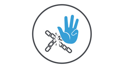 Fototapeta premium Icon representing freedom breaking free from chains.