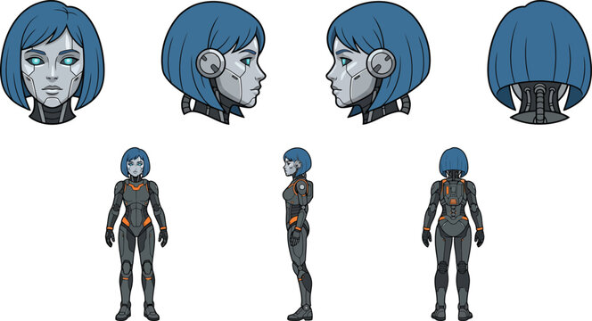 Professional Clean Flat Vector Chatbot Avatar Character Reference Sheet