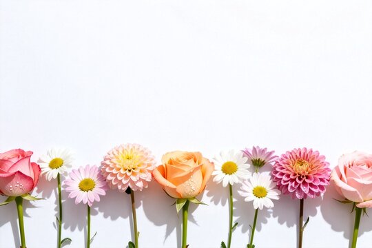 Colorful flowers arranged in a row