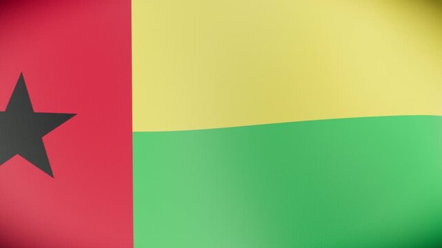 Vibrant Guinea Bissau 3D flag waving, a solid corporate motion graphics seamless loop background on green screen