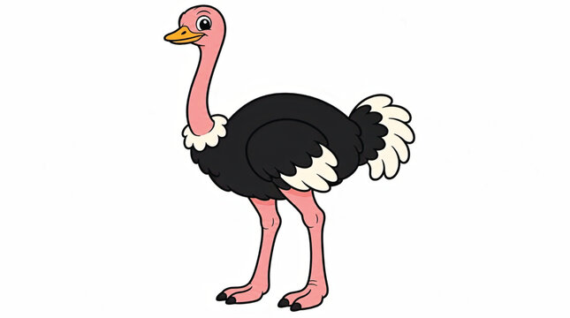 Ostrich standing alone in profile view.