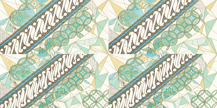Traditional Indonesian Batik Pattern with Modern Geometric Accents