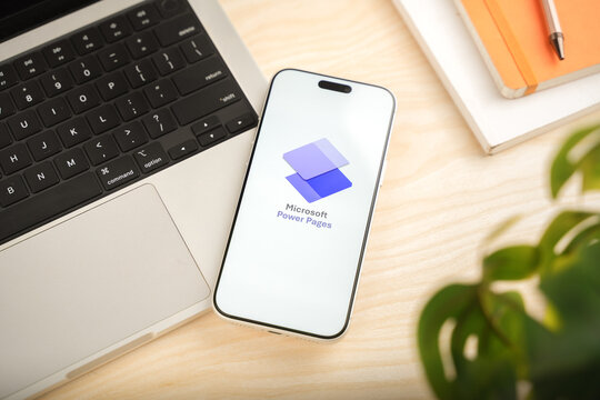 Microsoft Power Pages logo is displayed on a smartphone screen in Bangalore, India, on June 25, 2026
