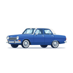 Obraz premium Classic Blue Sedan Car, Vintage Automobile Illustration, Retro Vehicle Collection