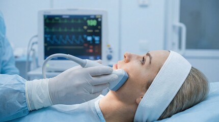 Fototapeta premium Professional ultrasound facial rejuvenation treatment