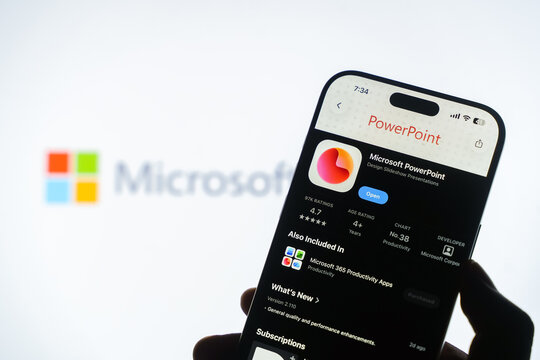 Microsoft PowerPoint logo is displayed on a smartphone screen in Bangalore, India, on June 25, 2026
