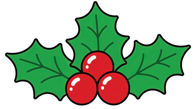 Holly leaves and red berries.