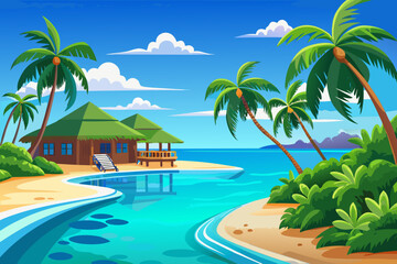Fototapeta premium swimming pool with palm trees
