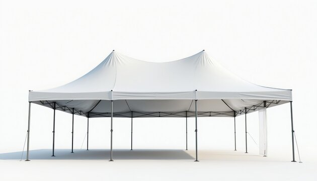 Large white rectangular canopy tent provides shelter for outdoor events. This portable structure offers shade and protection for parties weddings fairs markets and exhibitions.